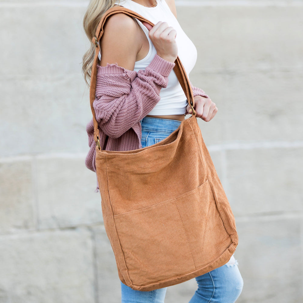 Black Corduroy Messenger Bag