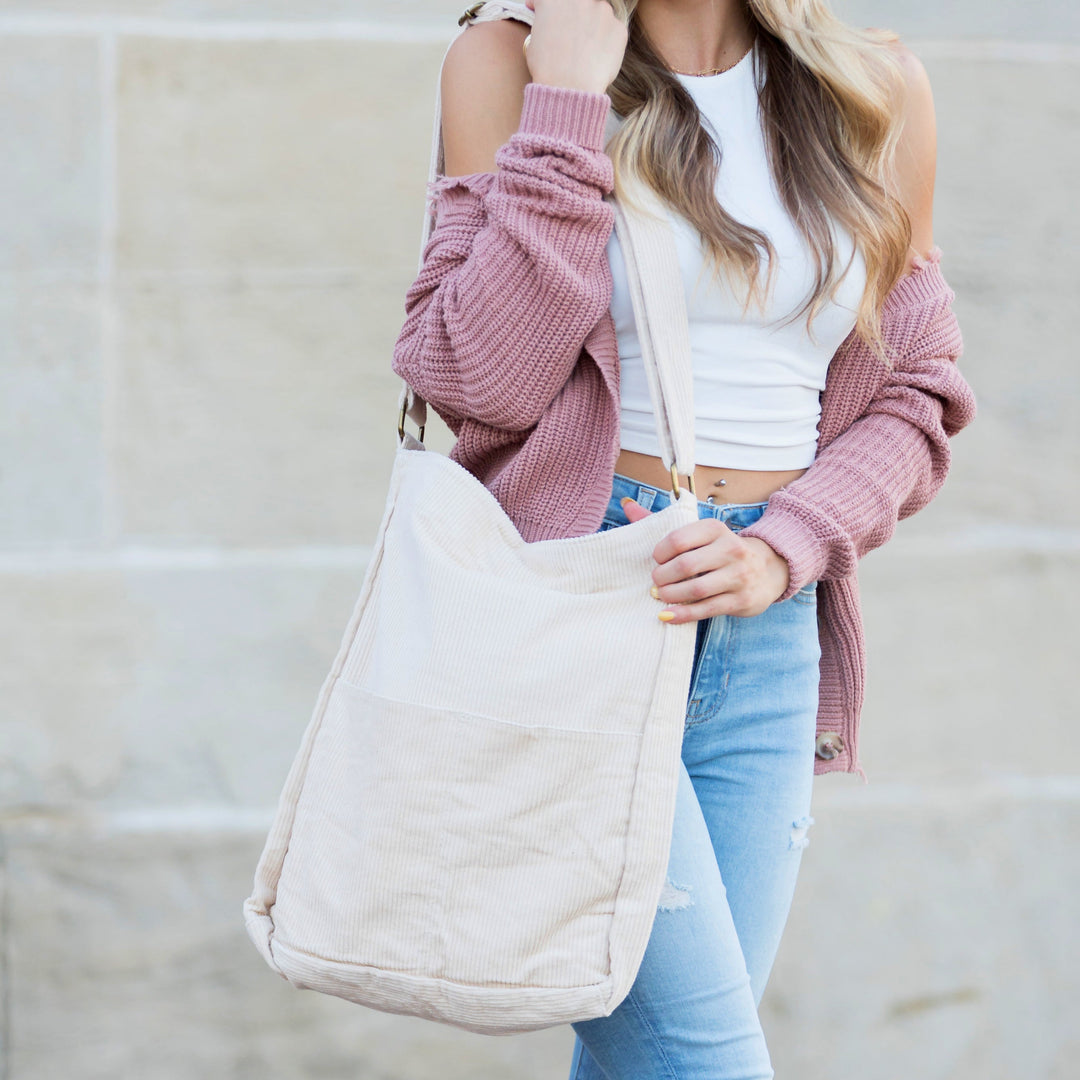 Camel Corduroy Messenger Bag