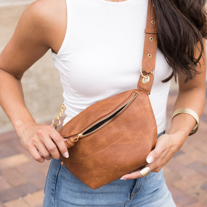 Black Luxe Convertible Sling Belt Bag
