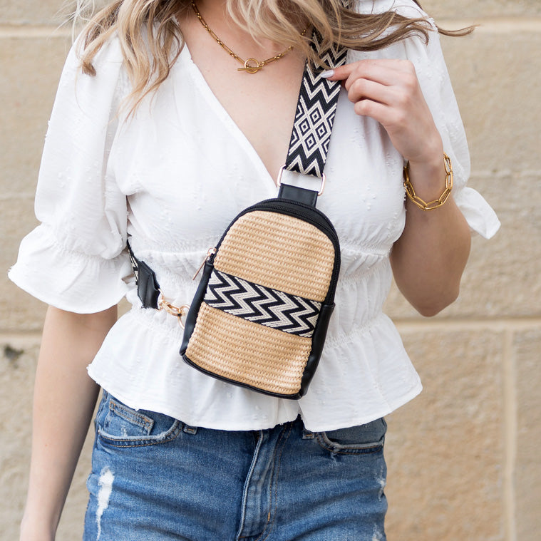 Black Naomi Woven Guitar Strap Sling Bag 1