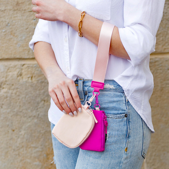 Blush/Magenta Clippable Dual Pouch Wristlet Wallet