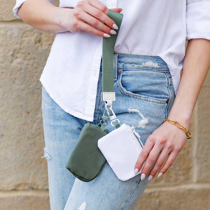 Black/Gray Clippable Dual Pouch Wristlet Wallet