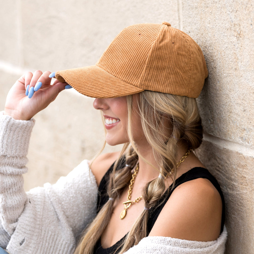 Gray Corduroy Boyfriend Ball Cap 1