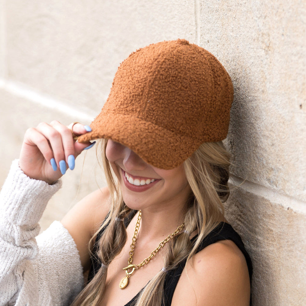 Black Boucle Sherpa Boyfriend Ball Cap