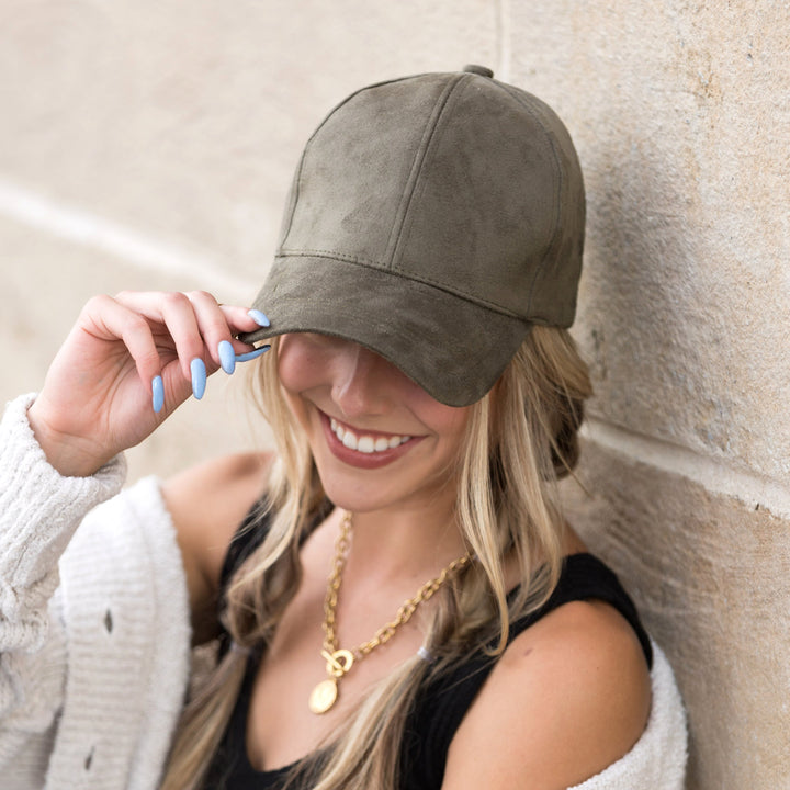 Olive Suede Boyfriend Ball Cap