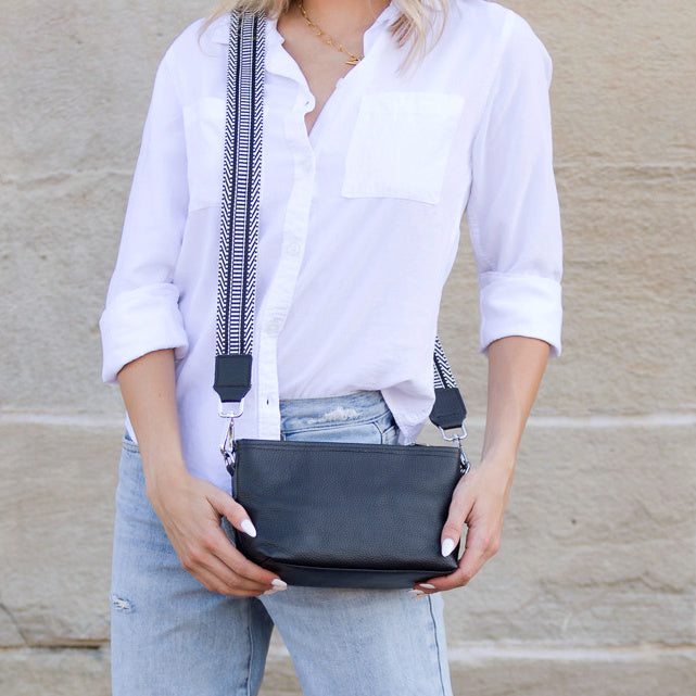 Gray Aria Leather Compact Crossbody 1