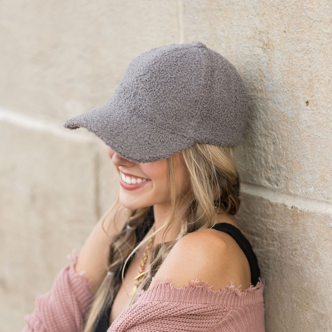 Dark Camel Boucle Sherpa Boyfriend Ball Cap