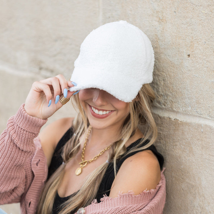 Gray Boucle Sherpa Boyfriend Ball Cap