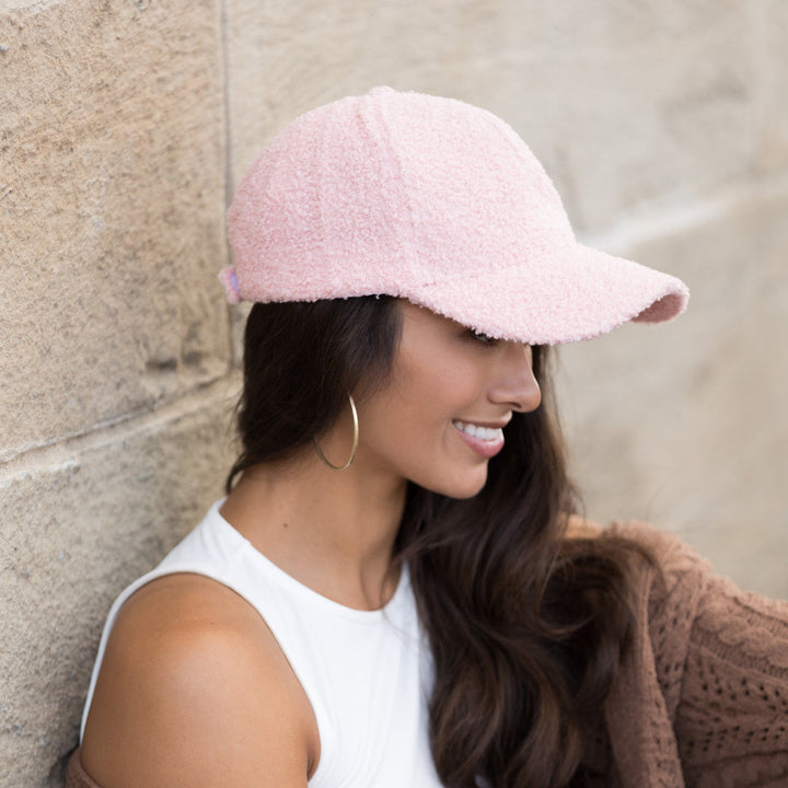 Light Camel Boucle Sherpa Boyfriend Ball Cap