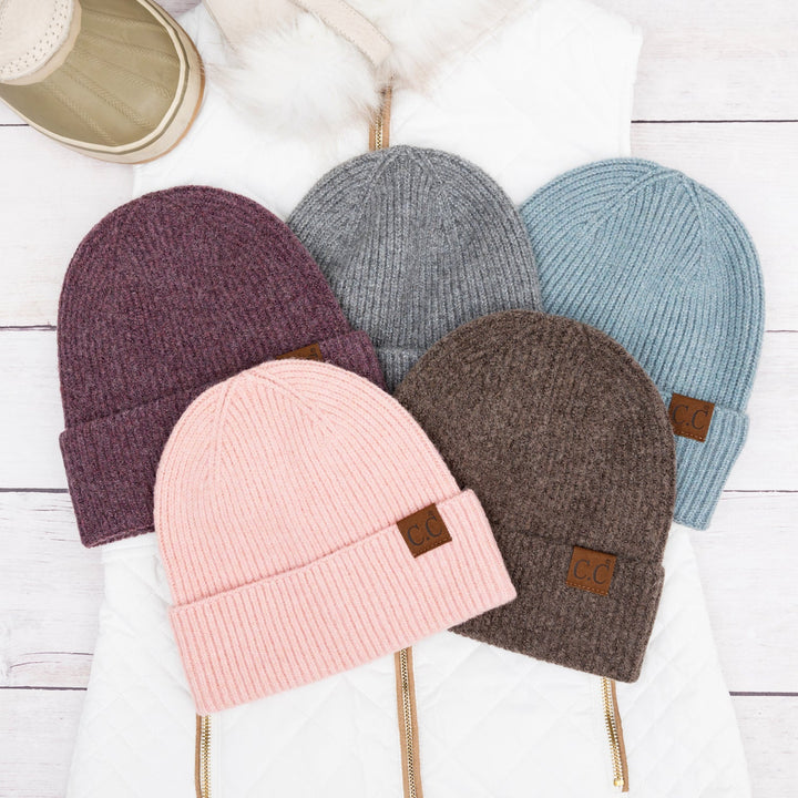 Rose Tan C C® Fine Yarn Cuff Beanie