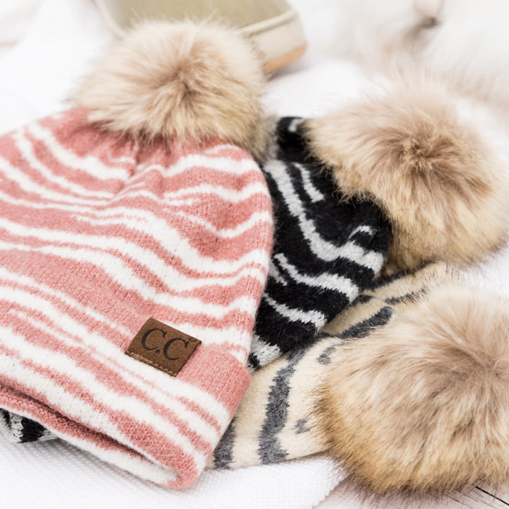 C C® Zebra Pom Beanie