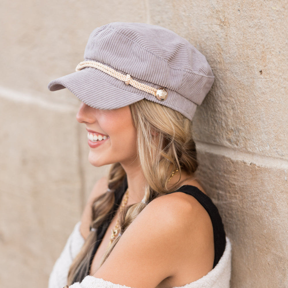 Camel Corduroy Newsboy Cap