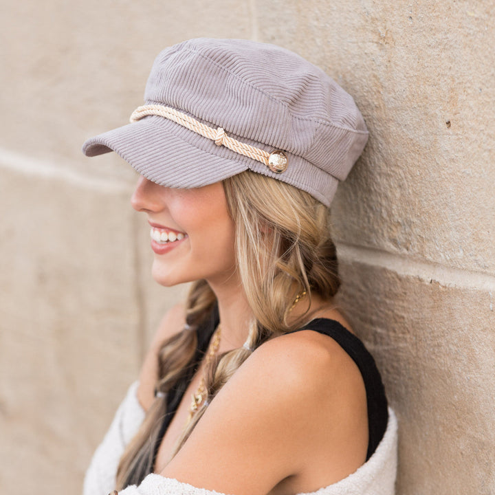 Camel Corduroy Newsboy Cap