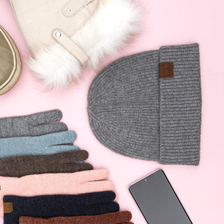 Light Mel. Gray C C® Fine Yarn Cuff Beanie