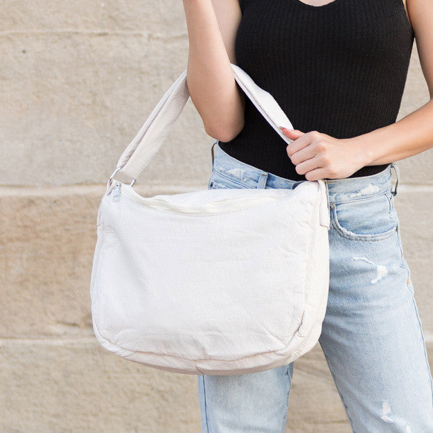 Blue Linen Lula Everywhere Nylon Messenger Bag