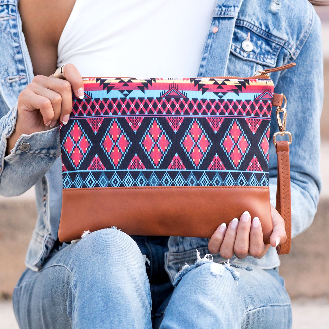 Leopard Aztec/ Black Aztec Boho Clutch