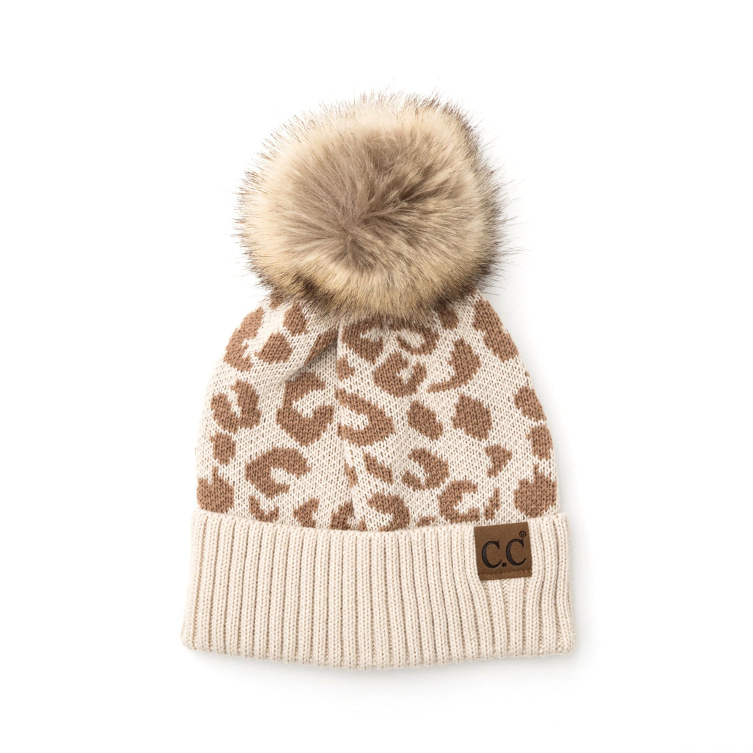 C C® Natural Leopard Pom Beanie
