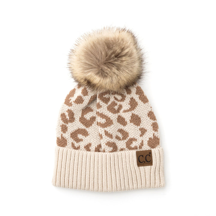 C C® Natural Leopard Pom Beanie