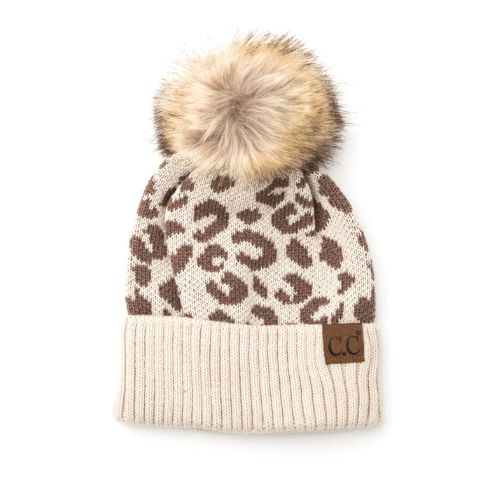 C C® Natural Leopard Pom Beanie