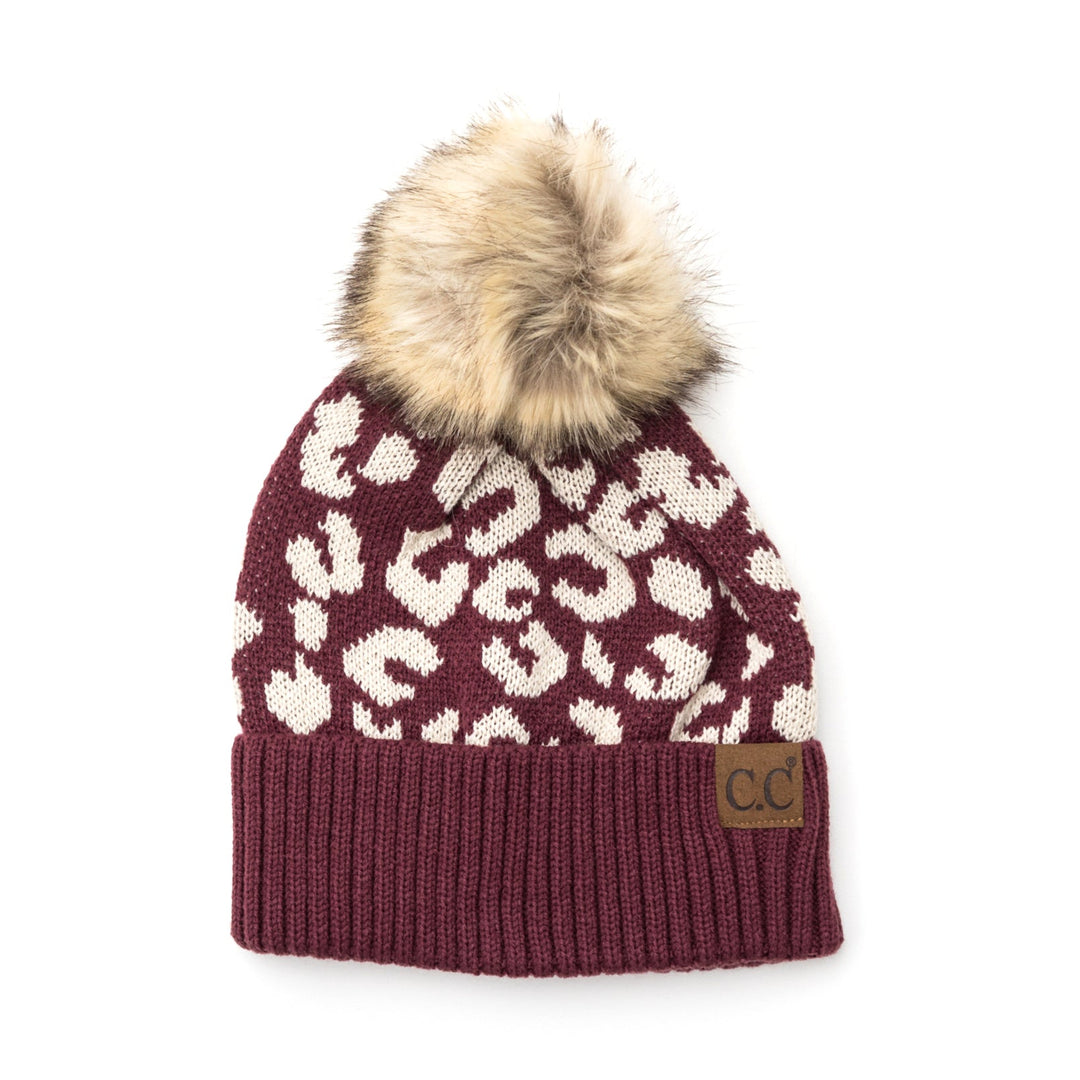 C C® Natural Leopard Pom Beanie