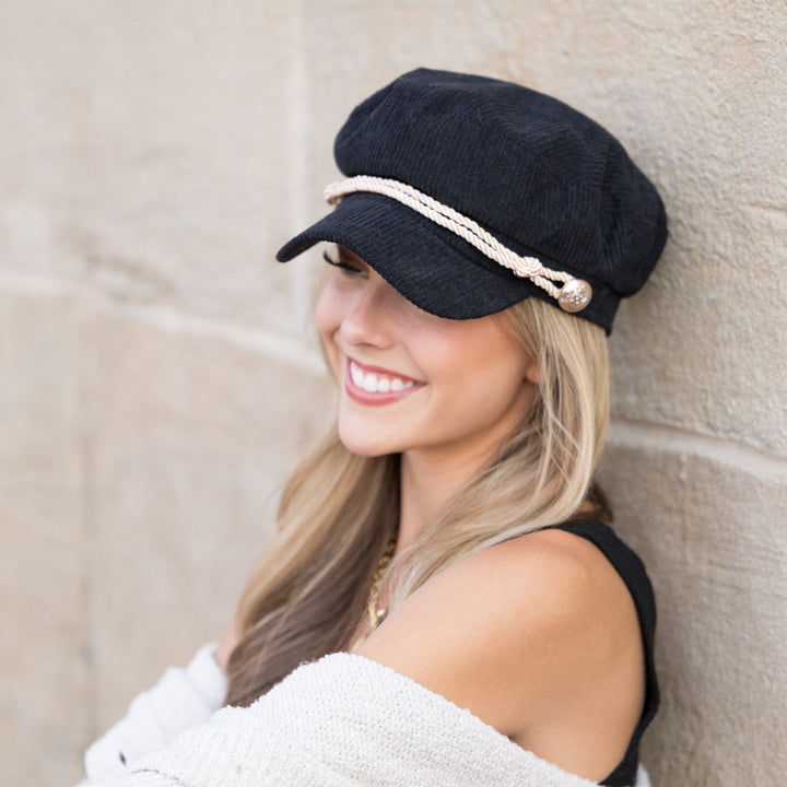 Gray Corduroy Newsboy Cap