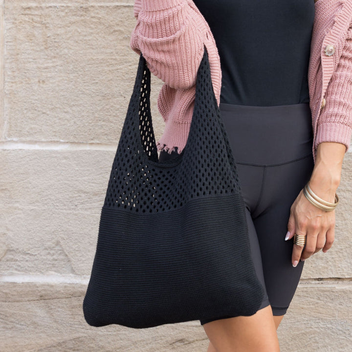 Cream Soft Knit Hobo Shoulder Bag