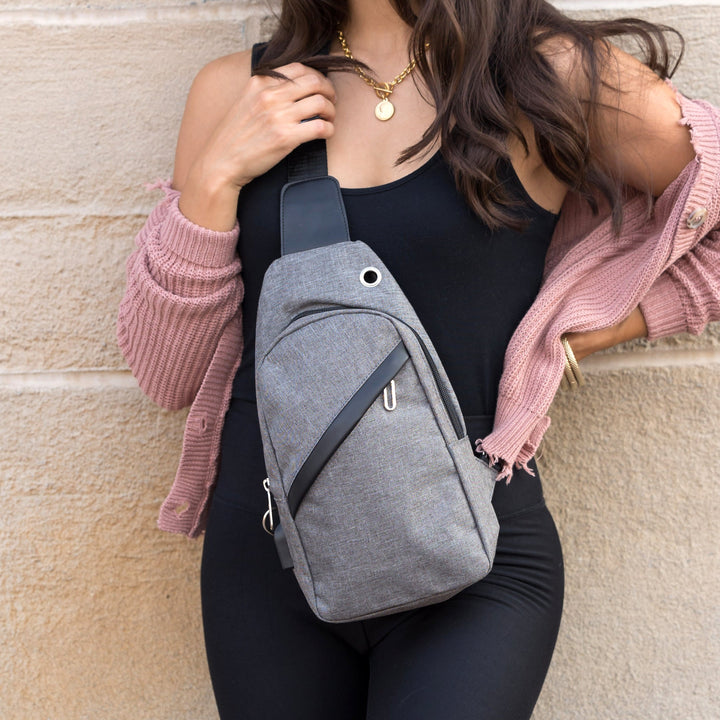 Black Cross Zip Sling Bag