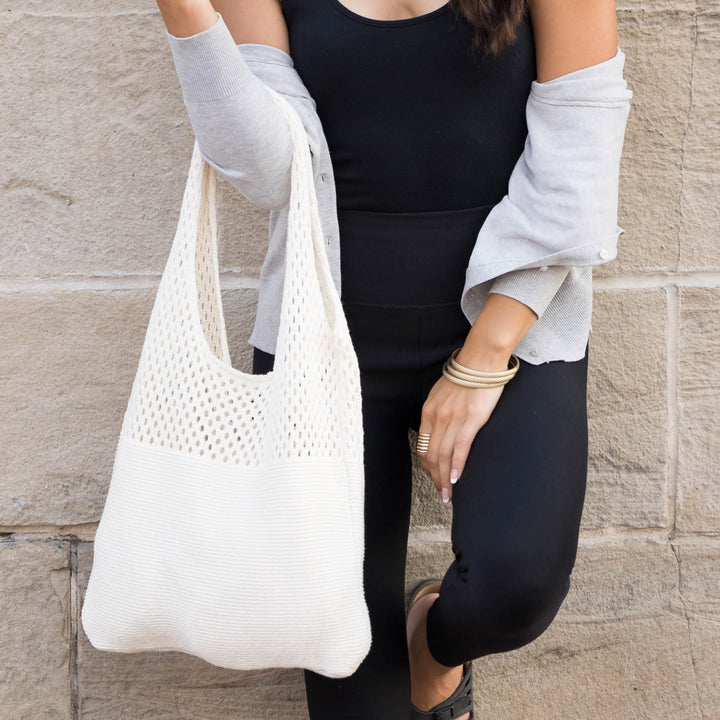 Gray Soft Knit Hobo Shoulder Bag