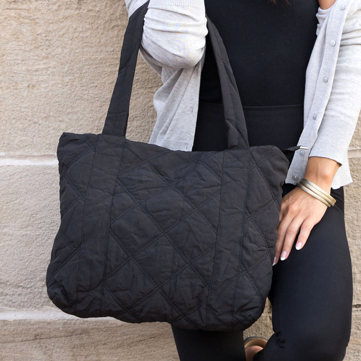 Gray Quilted Tote 1