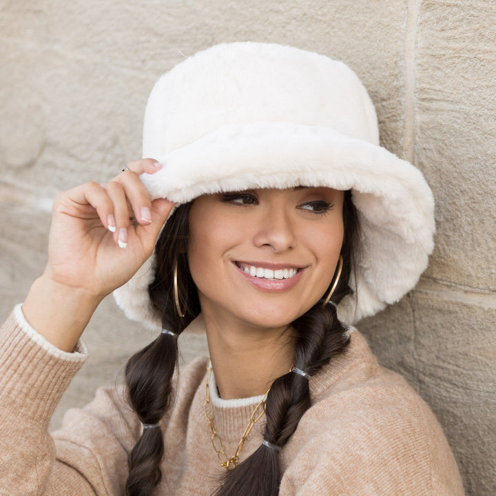 Camel Plush Fur Bucket Hat