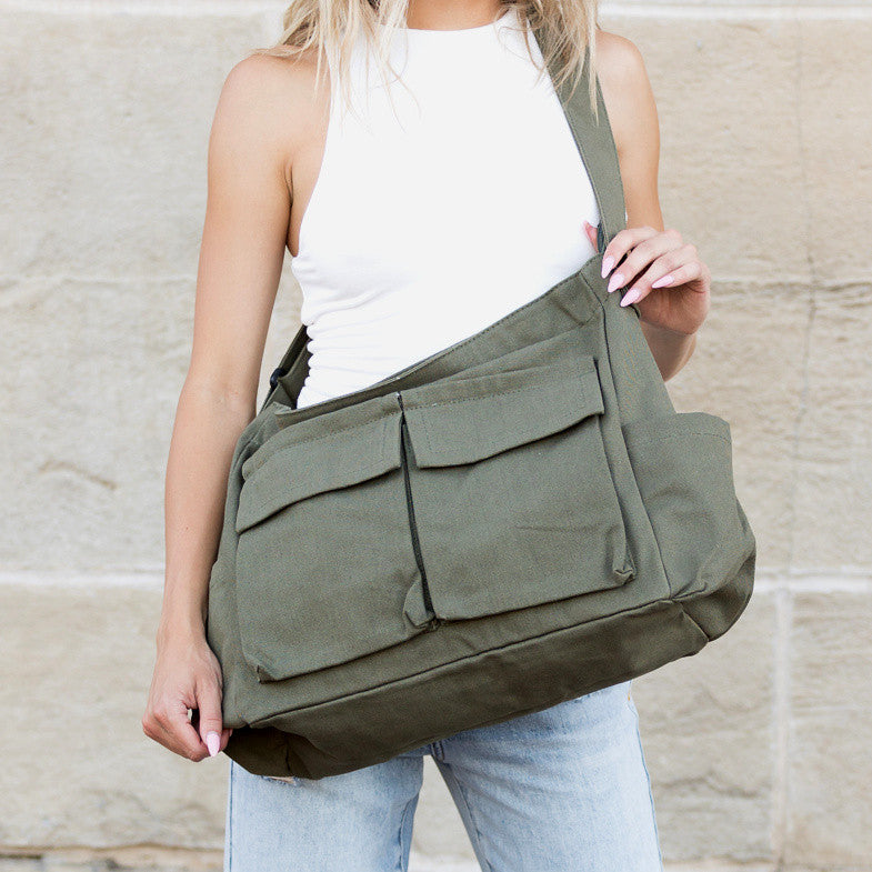 Black Nova Oversize Canvas Messenger Bag 1