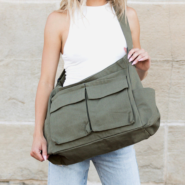 Black Nova Oversize Canvas Messenger Bag 1