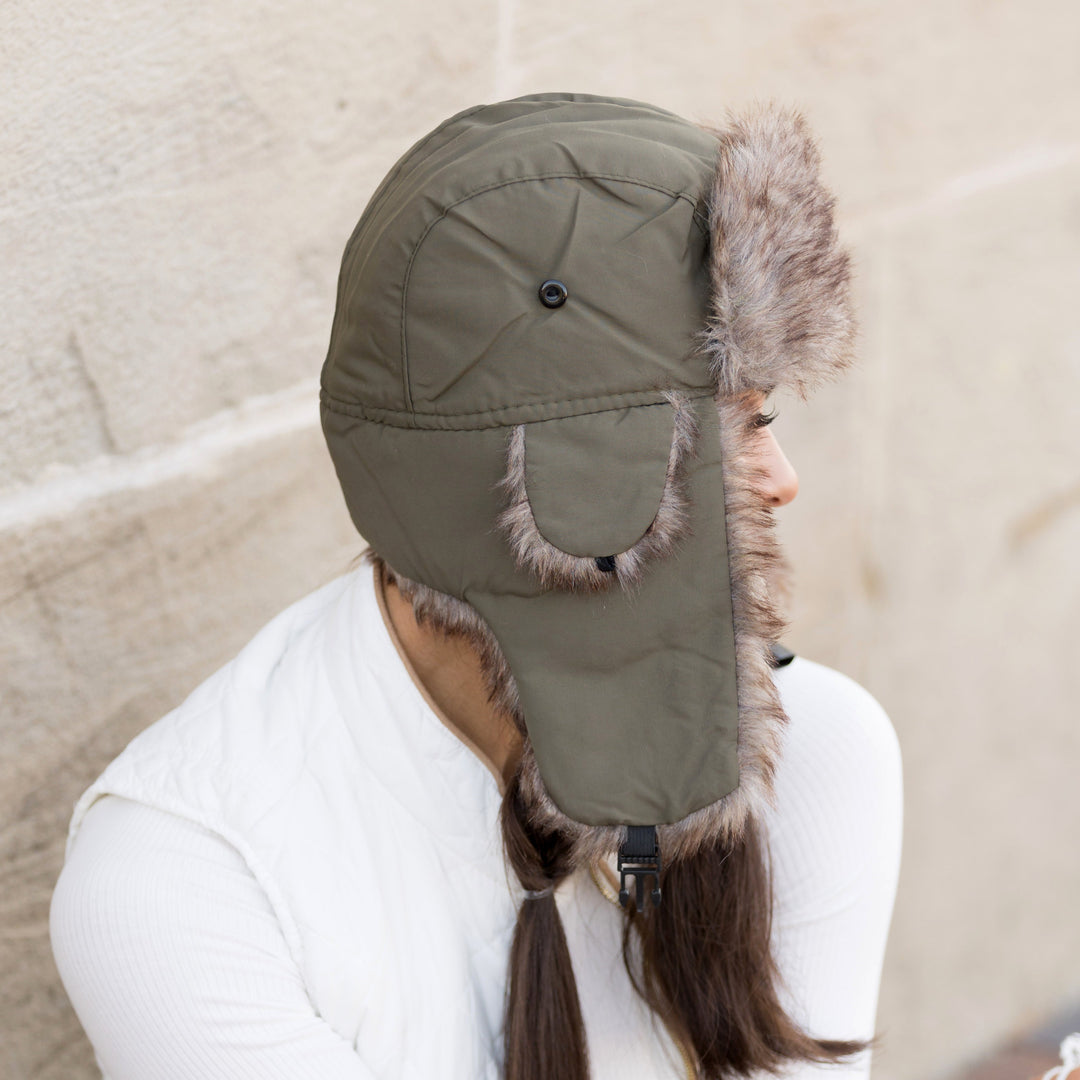 Olive Alpine Aviator Trapper Hat