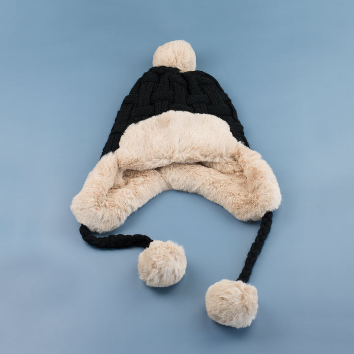Cable Weave Pom Trapper Hat 1