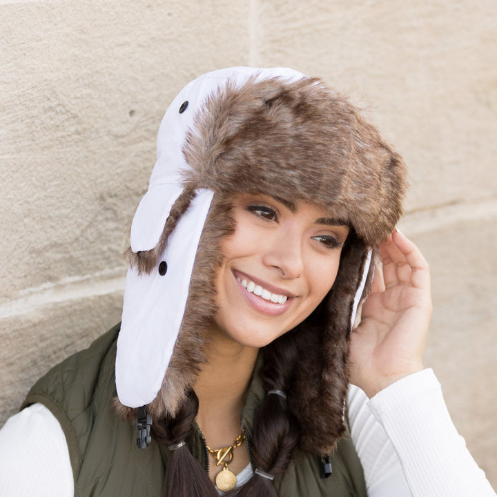 White Alpine Aviator Trapper Hat