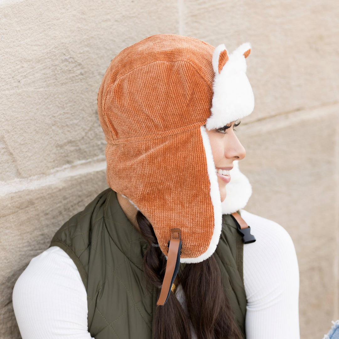Taupe Kitten Ear Trapper Hat 1