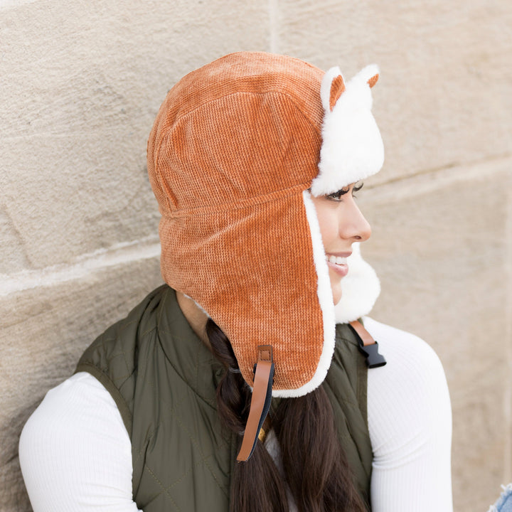 Taupe Kitten Ear Trapper Hat 1