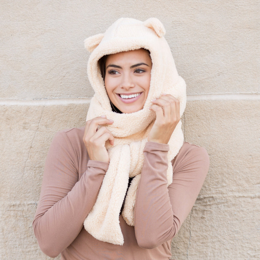 Camel Teddy Bear Hooded Scarf 1
