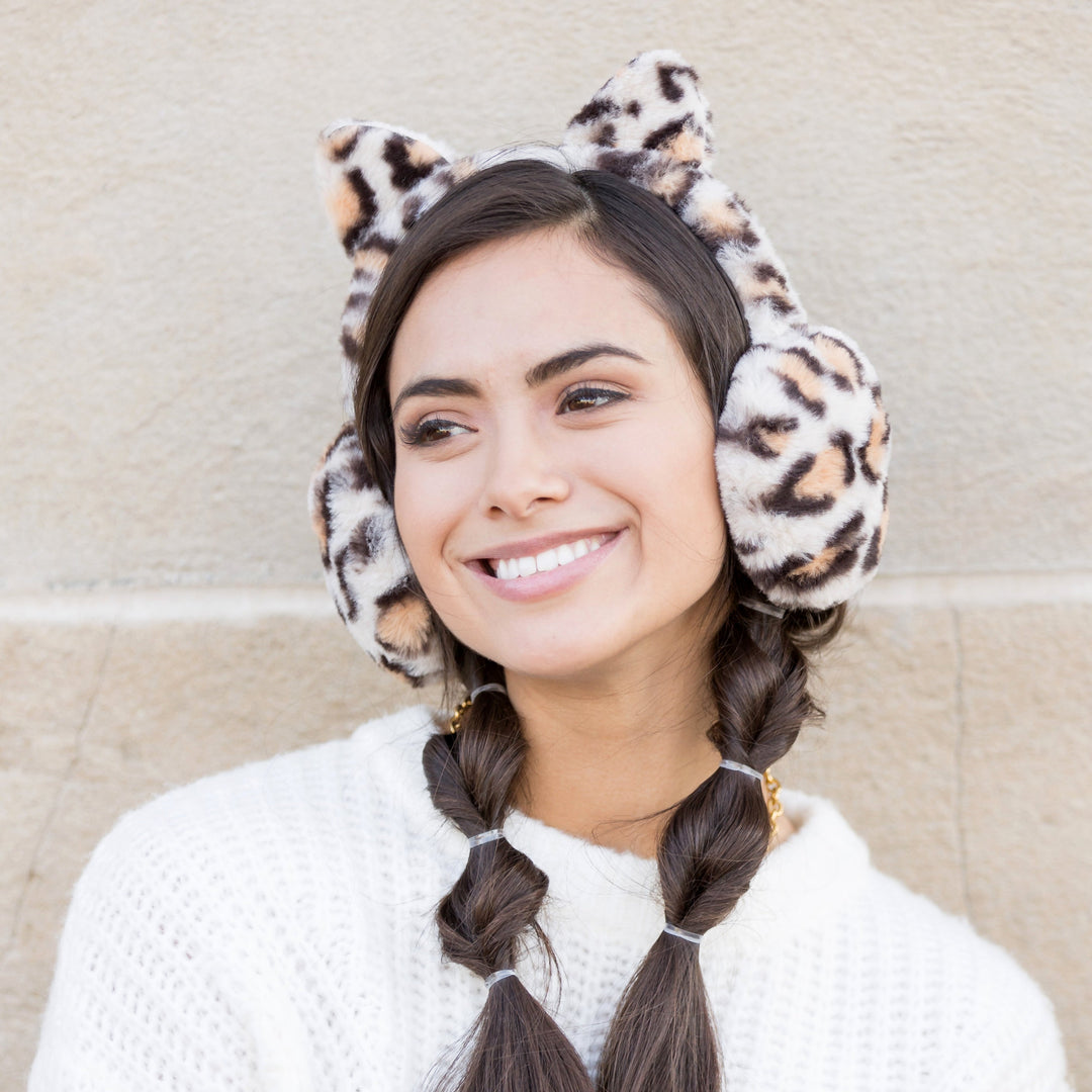 Tan Animal Print Ear Muffs
