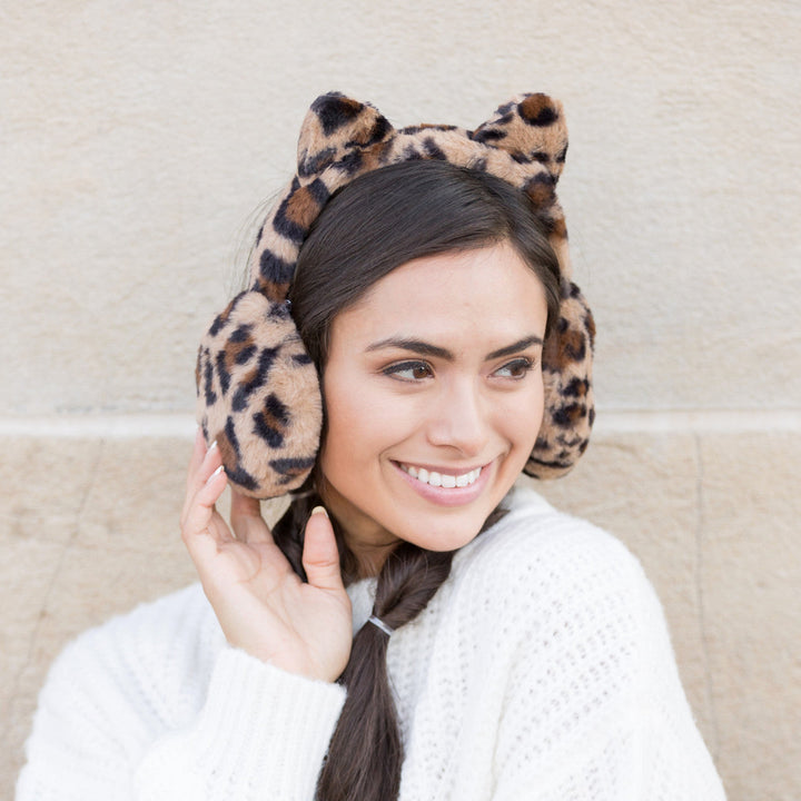 Cream Animal Print Ear Muffs