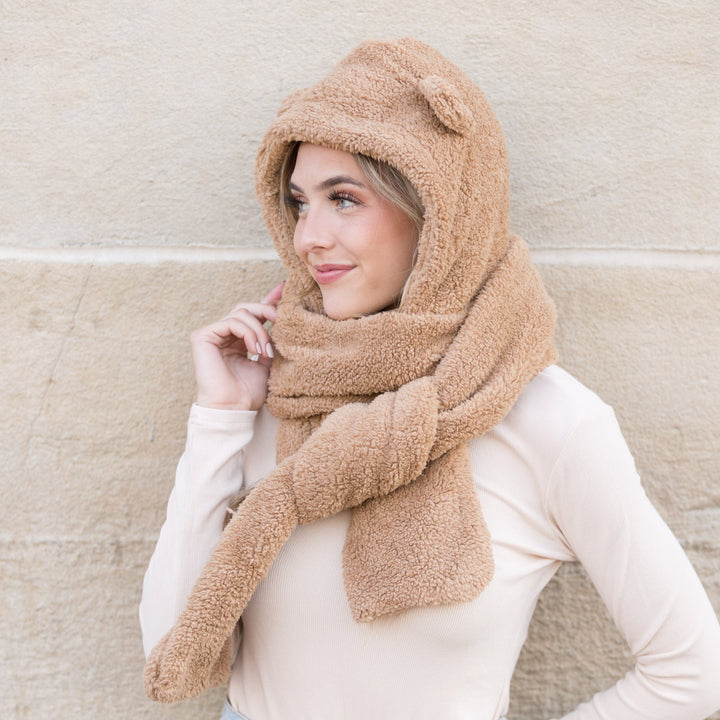 Teddy Bear Hooded Scarf 1