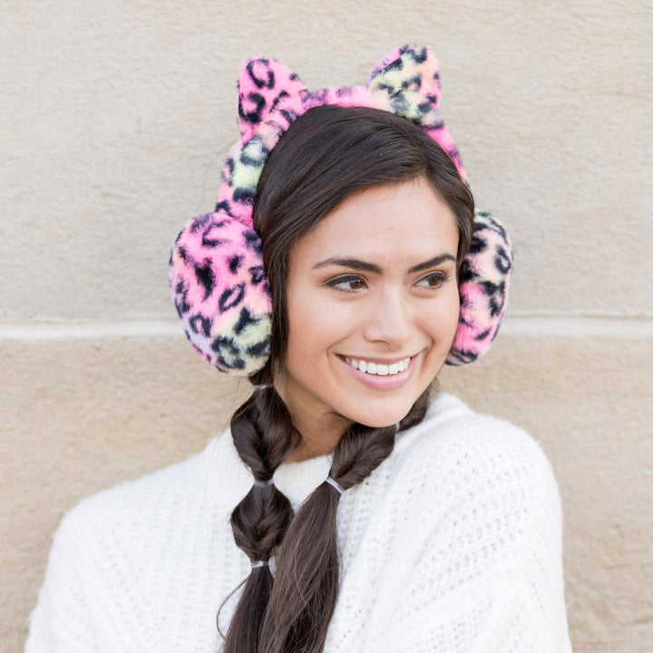 Beige Animal Print Ear Muffs