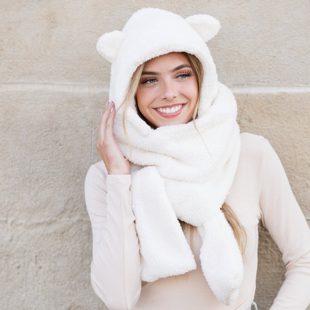 Teddy Bear Hooded Scarf 1