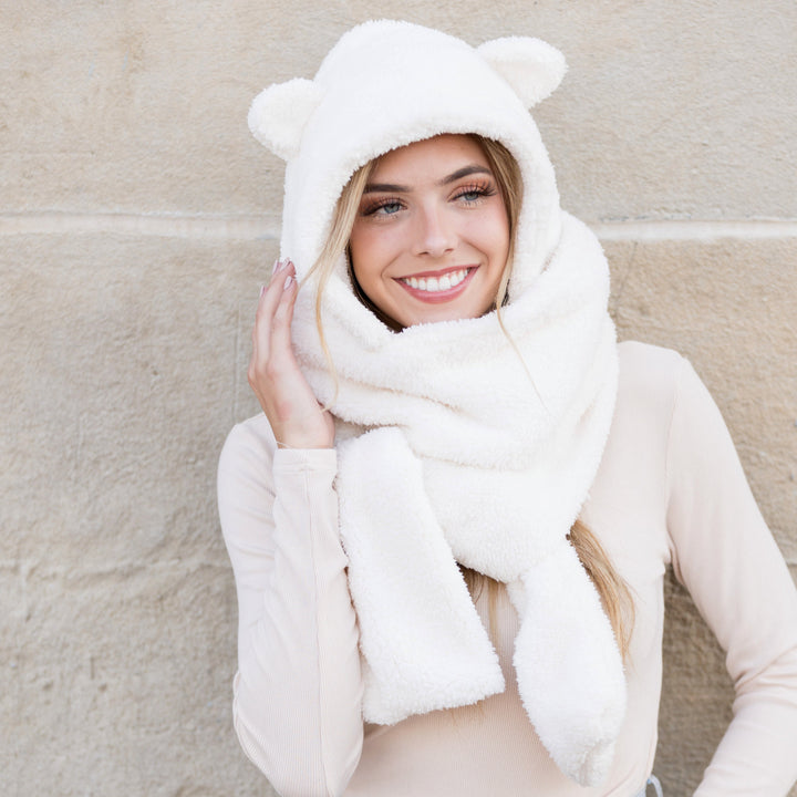 Teddy Bear Hooded Scarf 1
