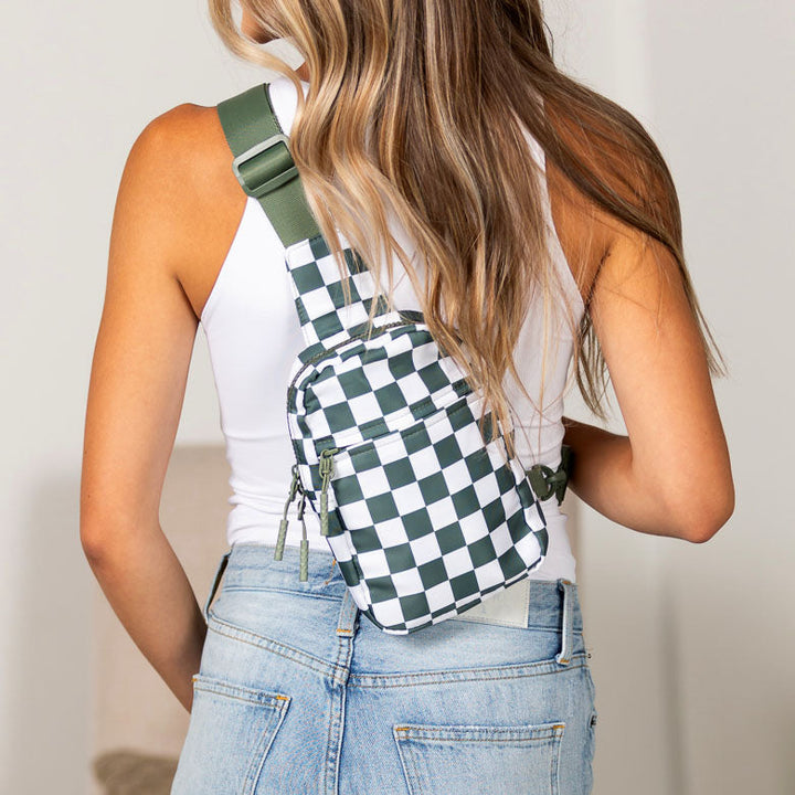 Kenzie Nylon Checkered Sling Bag 1