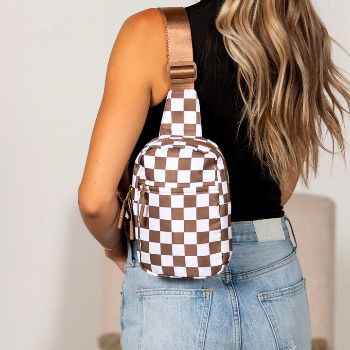 Kenzie Nylon Checkered Sling Bag 1