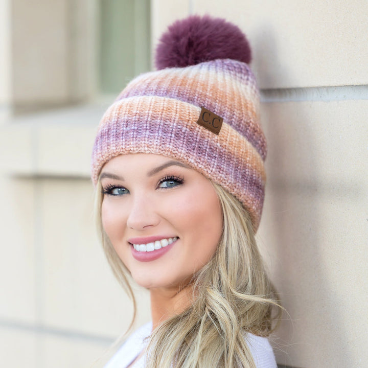 C C® Ombre Fur Pom Beanie