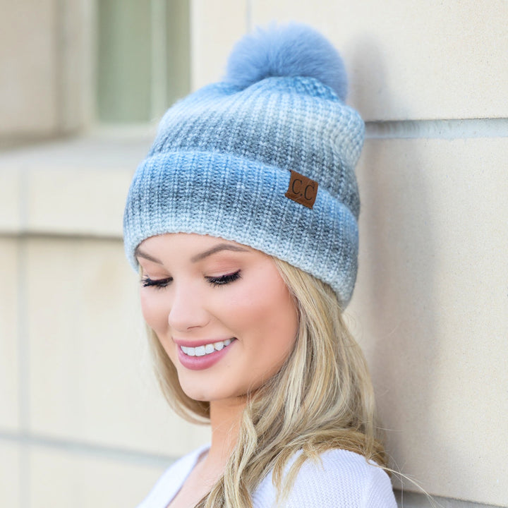 C C® Ombre Fur Pom Beanie