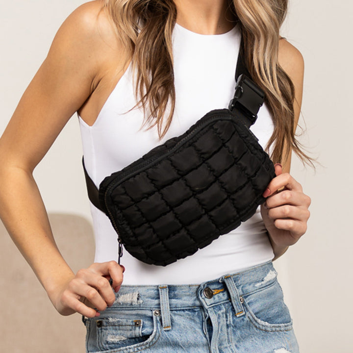 Mocha Evyn Quilted Puffer Sling Crossbody Belt Bum Fanny Waist Bag