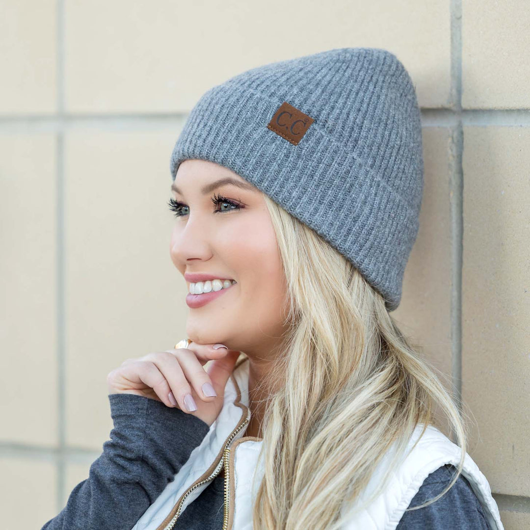 Earth Brown C C® Fine Yarn Cuff Beanie